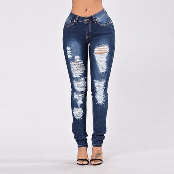 

women's jeans skinny for women denim pants baggy ripped blue long trousers hole mom 2021 streetwear solid color d30