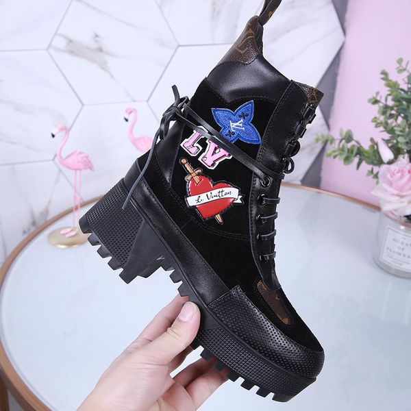 

new women leather boots winter ankle boots casual lace -up ladies fashion shoes for women luxury design chaussures de femme martin boots sal, Black