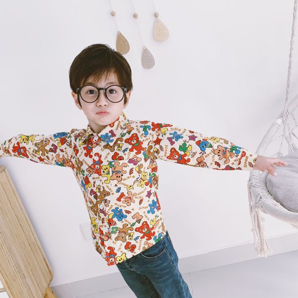 

season 2020 west new miki children's long sleeve pure cotton foreign-style shirt shirt boy's children's top, White;black
