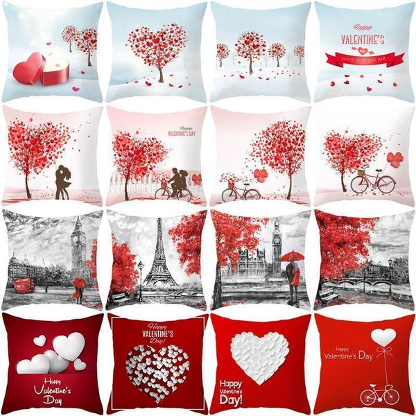 

valentines pillow case happy valentine day peach skin pillow cover 45*45cm nap sofa pillowcase home decoration