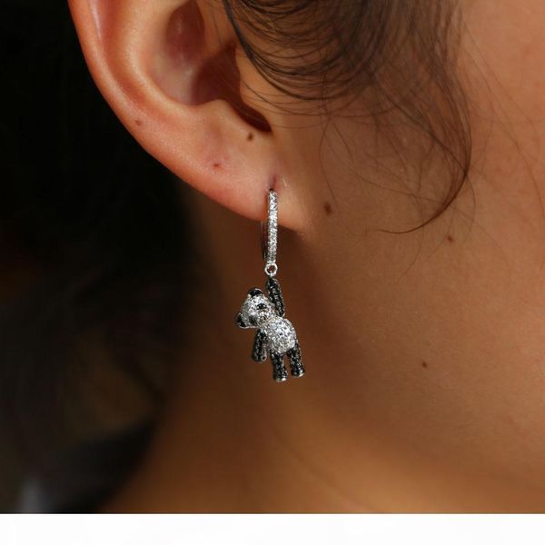 

y silver plated cute panda charm earring 2018 latest design lovely cute animal charm girl women gift france selling personalized je, Golden;silver