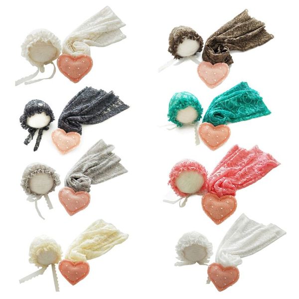 

3pcs newborn pgraphy prop blanket hat baby pgraphy wrap props heart doll