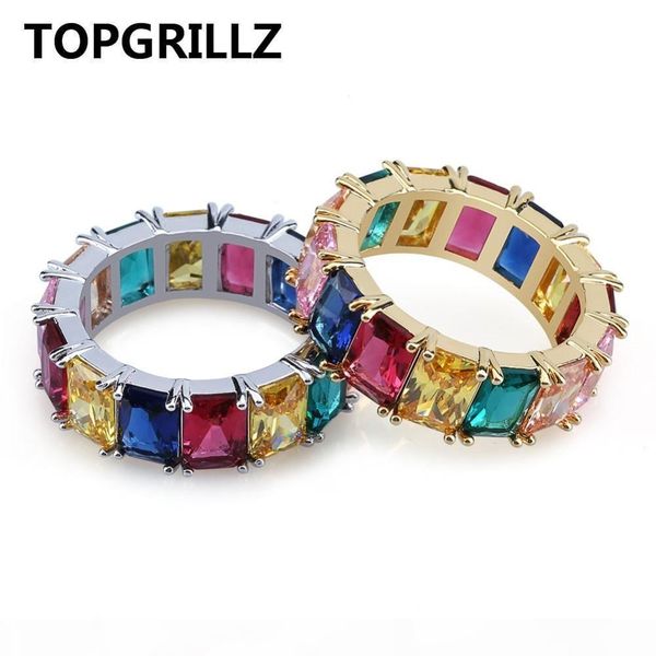 

l ring engagement handmade rainbow cz stone rings for women fashion finger elegant gold color wedding ring s19al, Slivery;golden