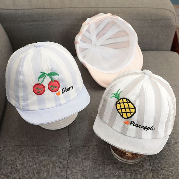

hat cartoon thin striped baby cap fruit cap cotton korean new cute baby hat, Blue;gray
