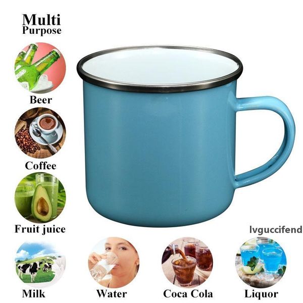 

macaron color enamel cup, simple chinese coffee mug, milk mug t200506