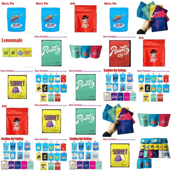 

100 pack pink runtz mylar bags 35g smellproof heatseal ziplock resealable bags with holographic authenticity stickers and labels sweet07 wfs