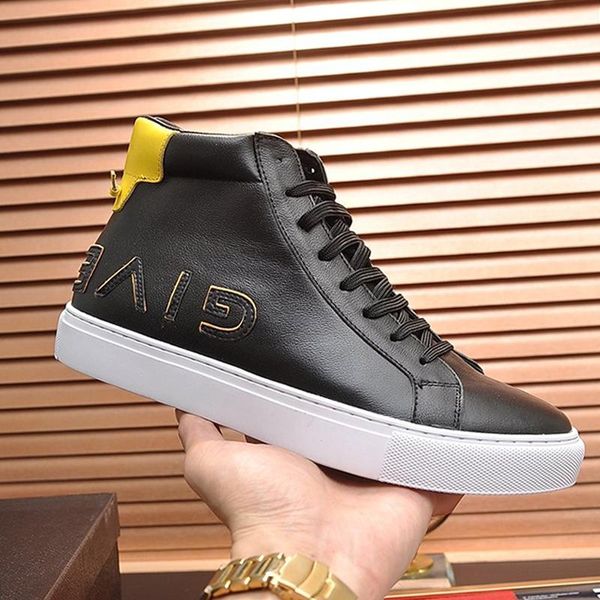 

new arrival men shoes fashion outdoor walking shoes high sneakers lace -up sports casual men shoes boots with origin box, Black