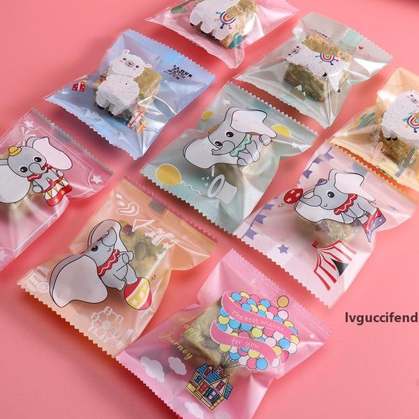

100pcs/lot cookie packaging bag homemade nougat biscuit sack packing plastic bags multi color party wedding grade bags