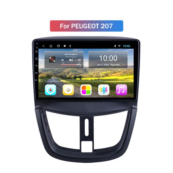 Android 10 Quad Core Video Navi Carro Radio DVD Player para Peugeot 207 Head Unit com Bluetooth WiFi GPS