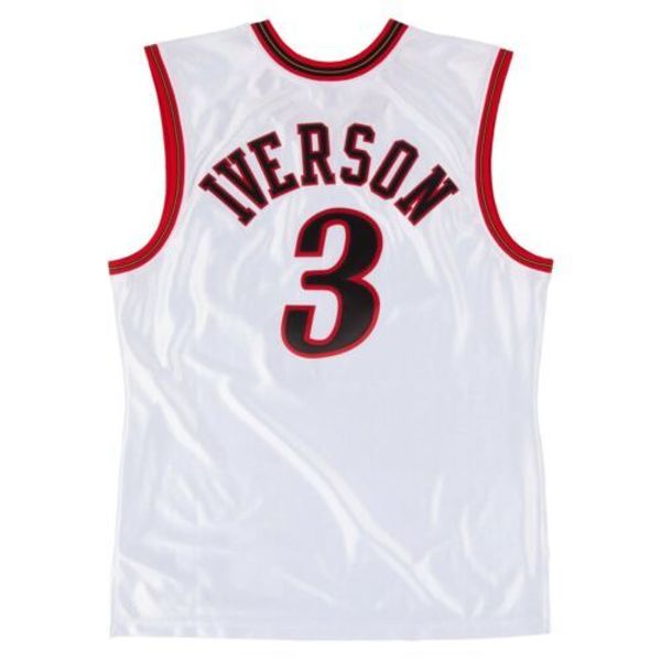

allen iverson mitchell & ness white 2001-02 jersey throwbacks vest stitched basketball jerseys, Gray