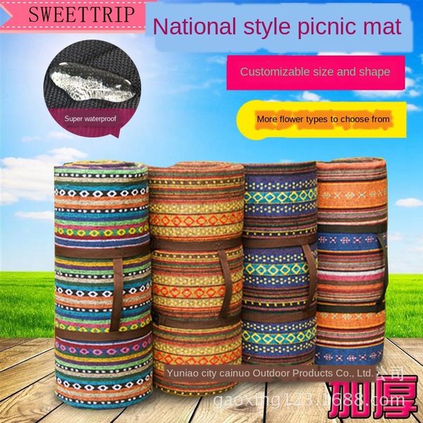 

ethnic style moisture-proof outdoor national floor multi-person picnic floor mat waterproof extra thick lawn beach mat 200