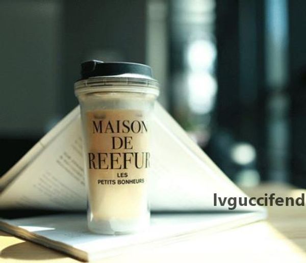 

the latest double-layer plastic frosted coffee cup has a built-in tea-leaf mesh filter inside, comes with a lid, supports cus