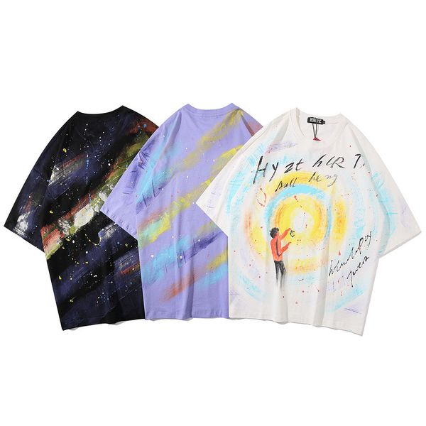 

men's & women's t-shirts european and american fashion hip-hop shirts loose high street couple's short sleeve tshirt 3 colors, White;black