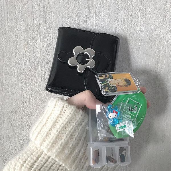 

kawaii симпатичный металлический цветок оснастке pu кожаный бумажник сладкий мини кошелек перевозка груза падения высокое качество, Red;black