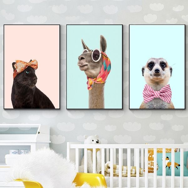 

fashion llama zebra meerkat art print canvas posters and prints modern dress tiger animal p picture wall art home decoration
