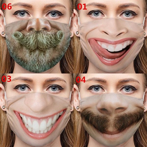 

countenance mascarillas emoticon beard teeth respirator mouth tongue reusable face masks cotton washable nose funny fashion new 4mg c2