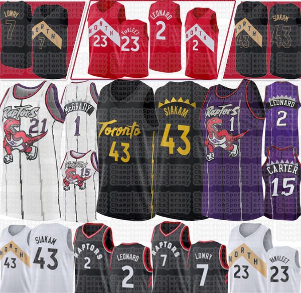 

pascal 43 siakam toronto raptors jerseys fred 23 vanvleet vince 15 carter tracy 1 mcgrady dwyane 3 wade basketball jersey, Black;red