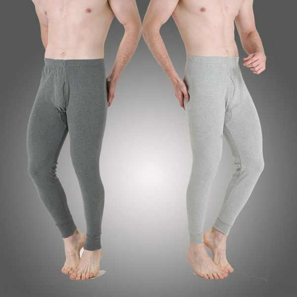 

men's autumn cotton warm thin pure cotton pure color middle-aged and elderly youth close-fitting warm pants thread pants, Black;white
