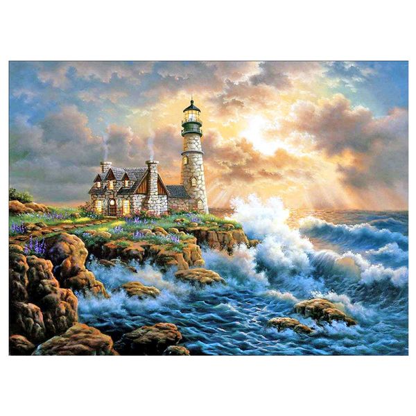 

island castle 5d diamond painting diy full circle diamond embroidery kits mosaic home decoration ornaments