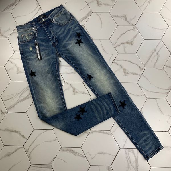 

new mens distressed ripped biker jeans slim fit motorcycle biker denim for men fashion designer hip hop mens jeans, Blue