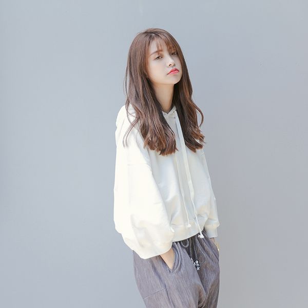 

2020 summer autumn new women hoodie korean plus size sweatshirt student long-sleeve hooded pullover white black