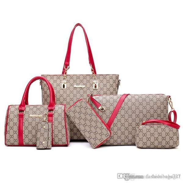 

lu 6 pcs set bags women handbags leather shoulder bags totes clutch bag female purses key holder designer sac femme handbags bags