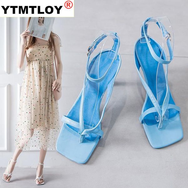 

summer women sandals high heels shoes fall street look females square head open toe clip-on strappy sandals women, Black