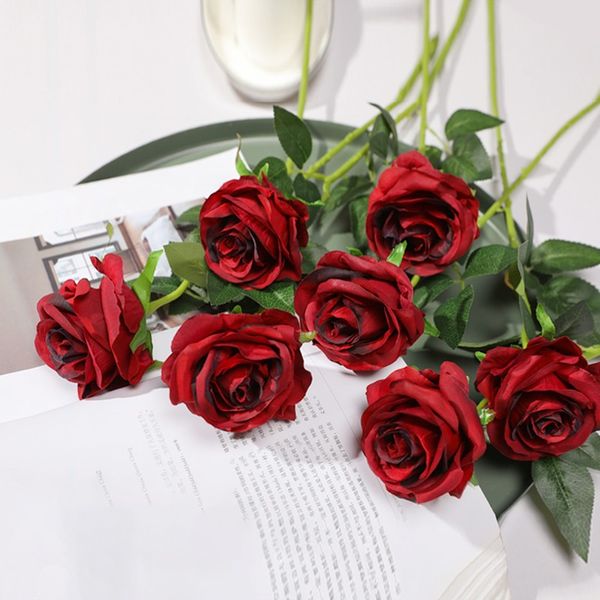 

decorative flowers & wreaths yumai 10pcs/lot gradient color rose flowres artificial bouquets black blue pink roses fake romantic wedding dec