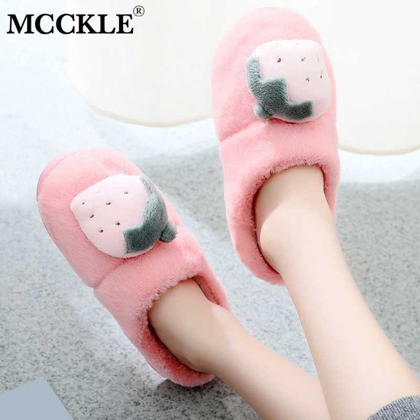 

mcckle women winter cartoon slippers ladies fur plush flat slipper woman warm indoor comfort shoes female casual platform 2020, Black