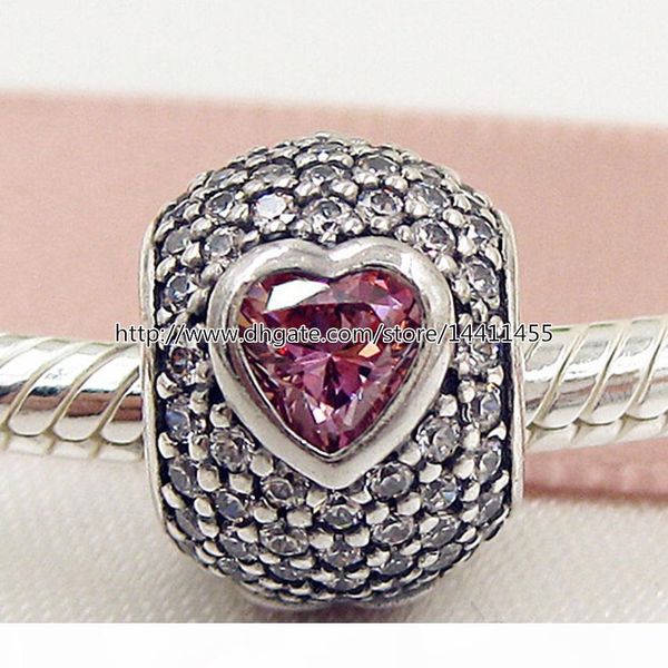 

новый 2016 день святого валентина 925 стерлингового серебра увлекательная pave сердце шарм бисера с cz подходит для европейского ювелирных и, Black