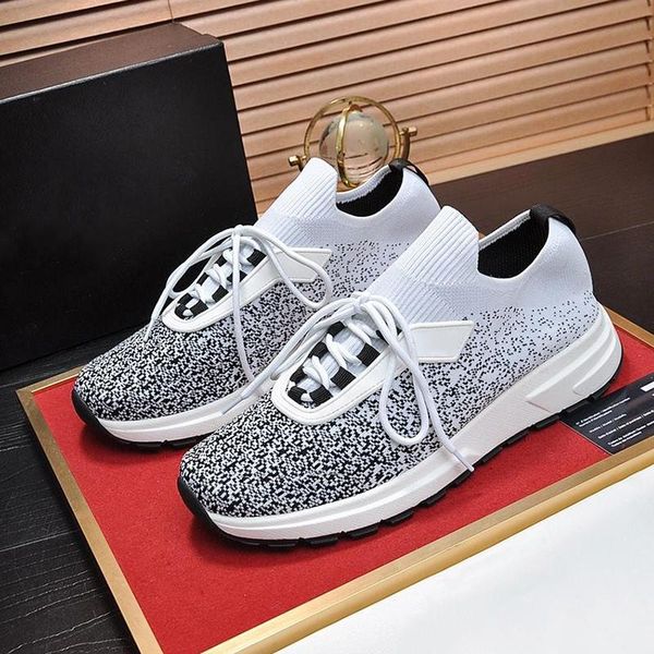 

мода классический prax 01 knit fabric кроссовки мужчины "; s обувь новое прибытие soft footwears люкс повседневная мужская обувь herren luxu, Black