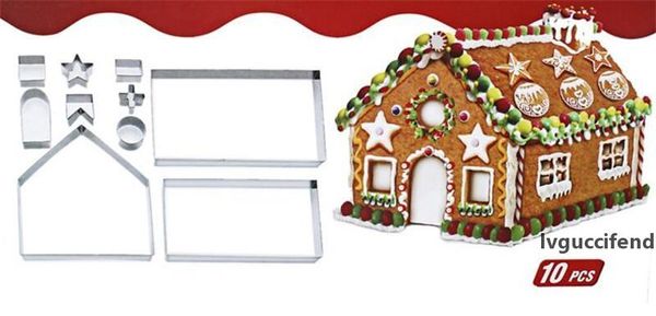 

3d gingerbread house stainless steel christmas scenario cookie cutters set biscuit mold fondant cutter baking tool