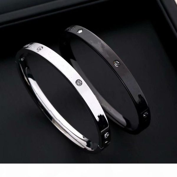 

fashion designer bracelet stainless steel bracelet for men and women diamond letters gold bracelets bangles, Black