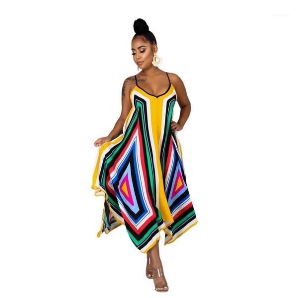 

womens designer dresses spaghetti strap summer womens dresses color block big swing casual maxi dresses floral irregular loose, Black;gray