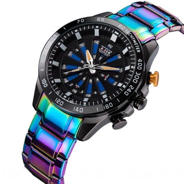 

yqckq 6.11 colorful all-steel belt led electronic band strap strap electronic multifunctional personalized sports men's watch men, Blue
