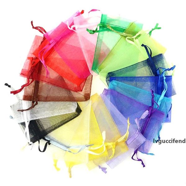 

50pcs organza bags jewelry packaging bags wedding party decoration drawable gift pouches 7x9cm drawstring