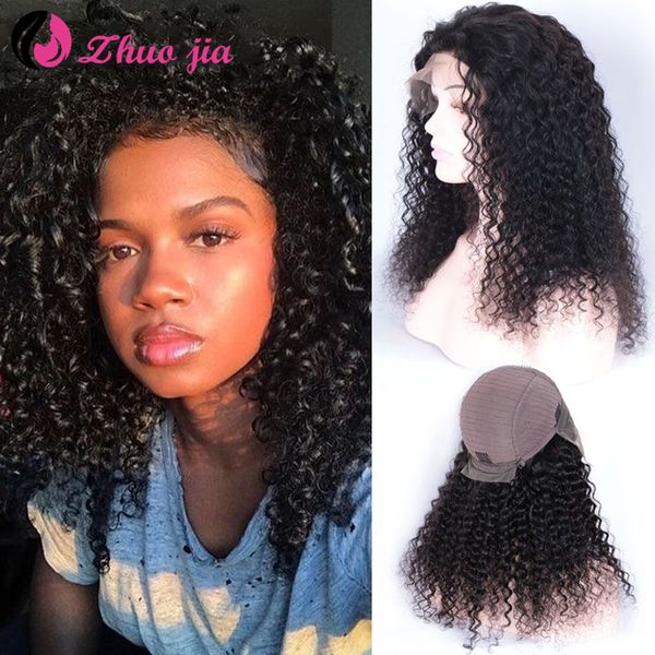 

zhuo jia13x4 lace closure wigs brazilian human hair wigs jerry curly pre-plucked with baby hair lace closure wig for black women