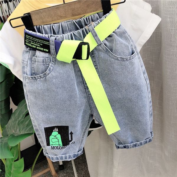

boy's denim trousers summer new children middle shorts foreign flavor capri shorts panty pants panty pants outer children's, Blue
