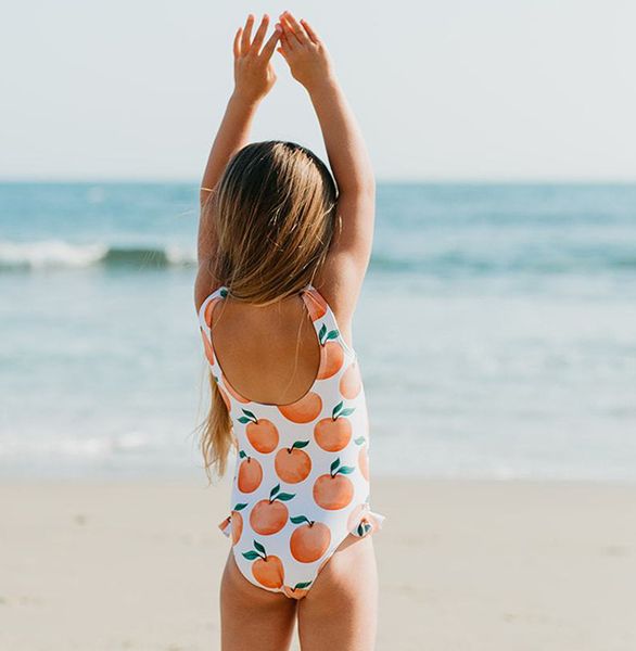 

children cute floral print one-piece swimsuit bodysuit kid baby girl bathing suit child beach 2020 swimwear296g, Black