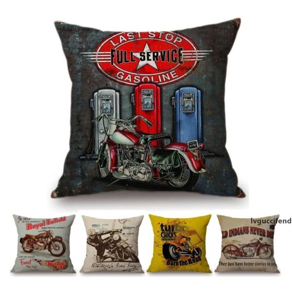 

vintage classic motorcycle poster cushion cover home motorbike decorative pillow case cojines decorativos para sofa pillow cover