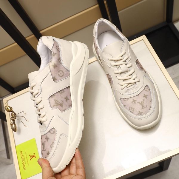 

2021-2020h high -end men 's leather letter low -lace -up casual shoes ,high -quality large size fashion outdoor sports shoes ,size, Black