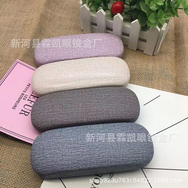 

imitation linen case case storage glasses medium myopia simple frame glasses box storage box, Blue