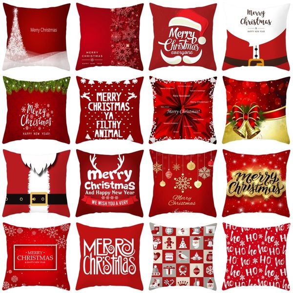 

christmas red pillow case santa claus elk snowflake series pillow cover merry christmas santa belt bells throw pillow case 40 patterns