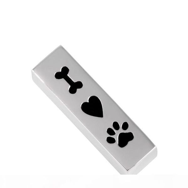 

klh8001 dog paw cube cremation jewelry ashes keepsake memorial "bone heart paw" pet urn necklace for ashes(dog cat, Silver