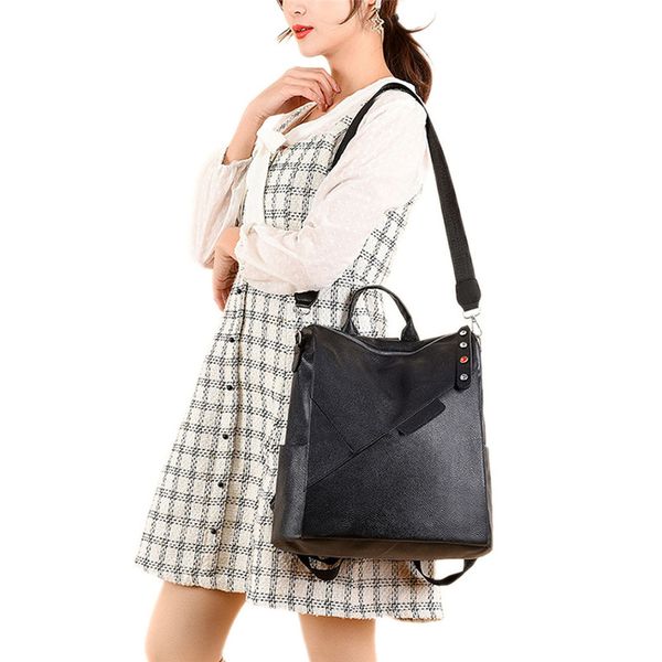 

large-capacity anti-theft backpack female fashion korean multifunctional soft leather schoolbag