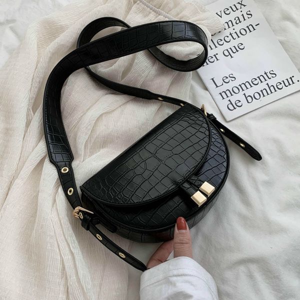 

famous design pu leather women crossbody bags shopping street female handbags crocodile semicircle luxury purse shoulder bags
