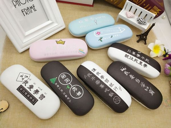 

case case box text high coldness school flower glasses box student fashion internet red large frame glasses of the same style, Blue