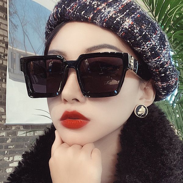 

2020 new fashion box trend sunglasses resin trend new net red big frame women's sunglasses anti-uv400, White;black