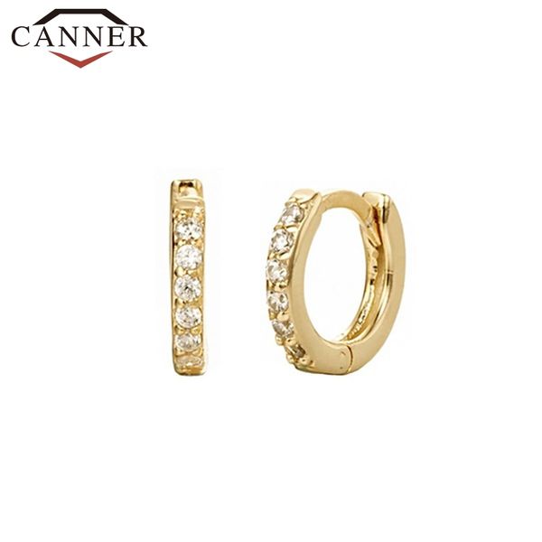 

januarysnow fashion exquisite white/blue/red/green/rainbow zircon small hoop earrings for women gold silver color circle earrings, Golden