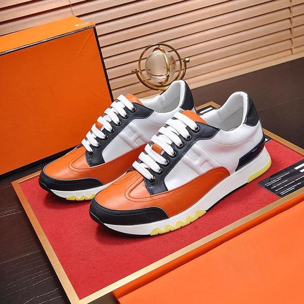 

mens shoes casual trail sneaker in calfskin men shoes big size leather and rubber sole r55 fashion luxury shoes mens footwear chaussures, Black